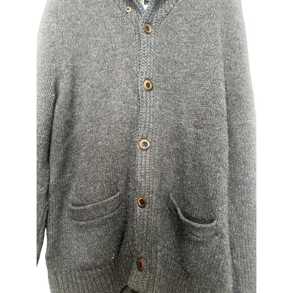 Eddie Bauer Wool Long Button Down Cardigan Mens Large Gray Shawl Collar Grandpa - Picture 11 of 15